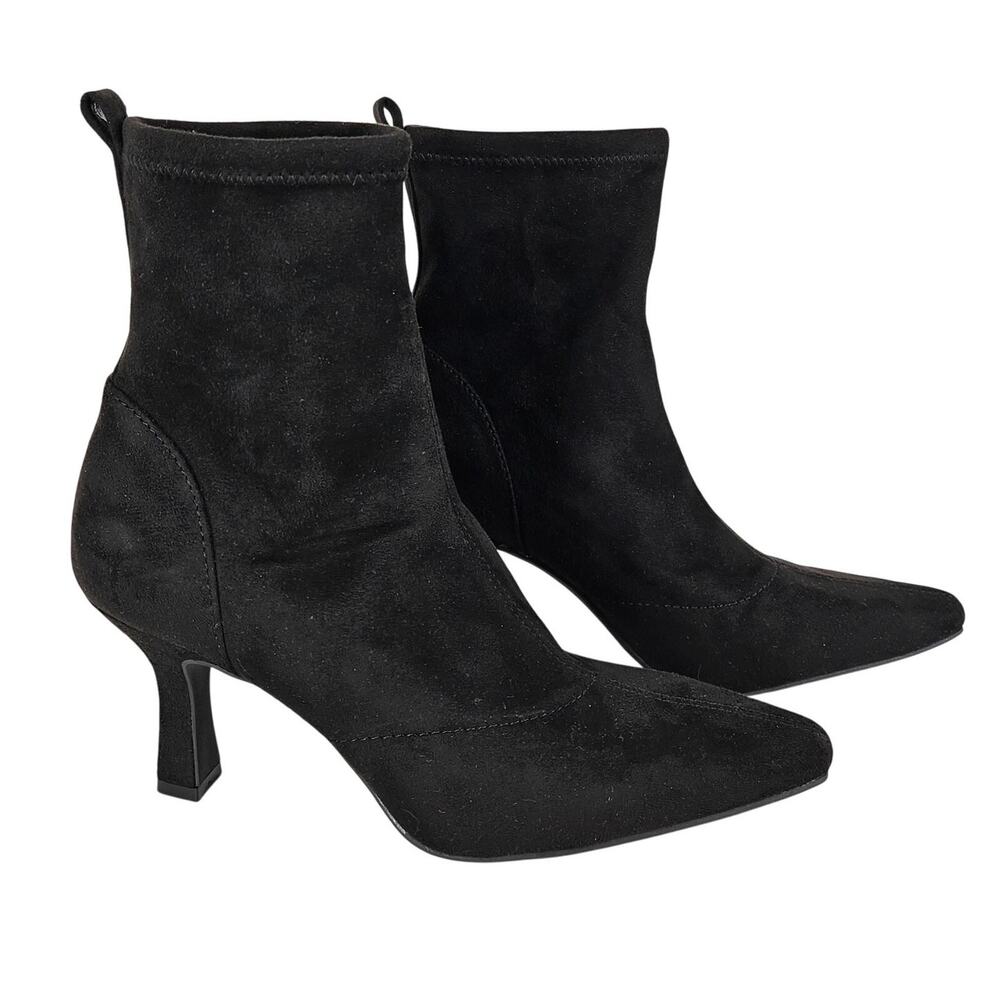 WORTHINGTON WOMEN’S ANKLE BOOTS – SIZE 7½M – BLACK SUEDE-LIKE – 3" HEEL